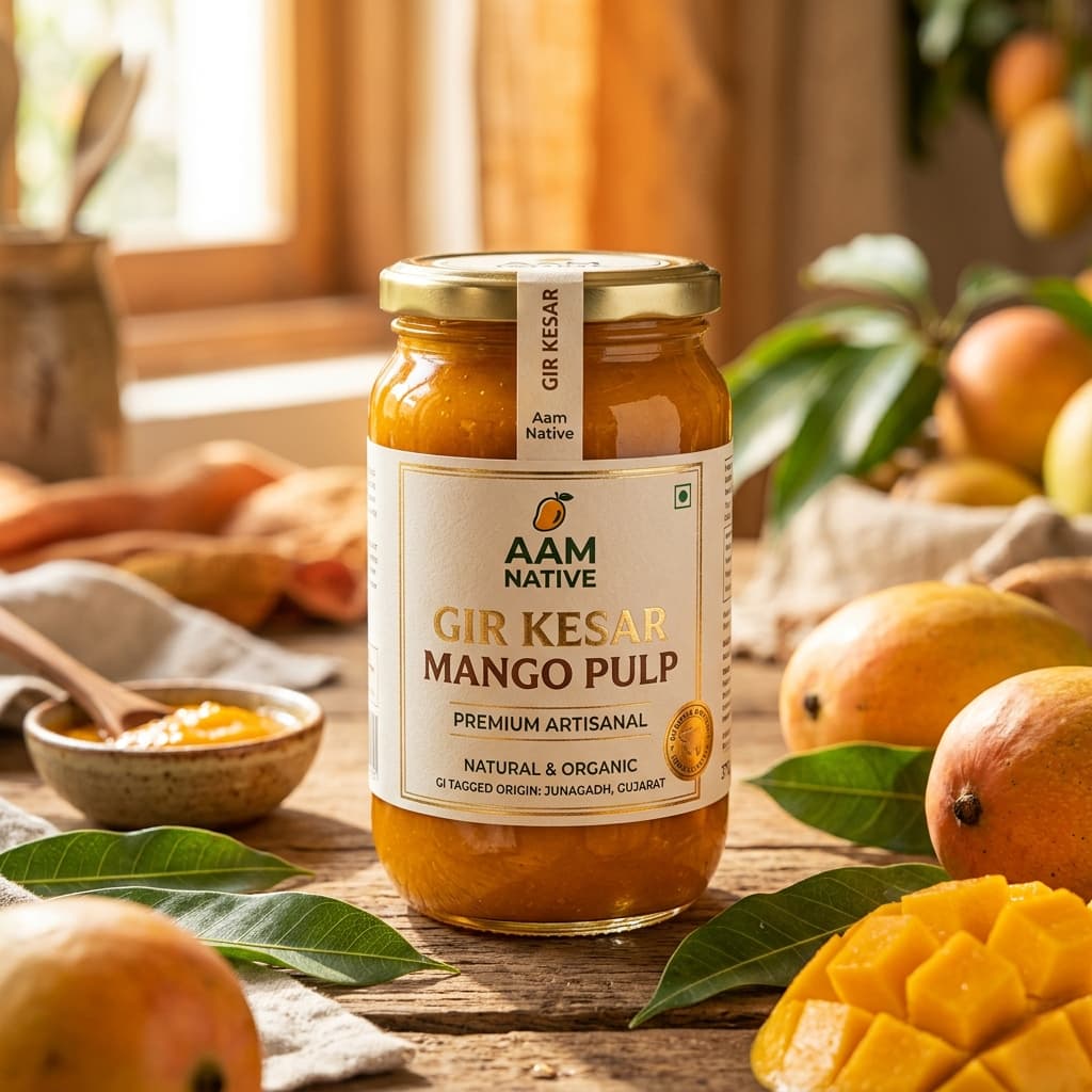 Gir Kesar Mango Pulp · Aam Native · Premium Alphonso