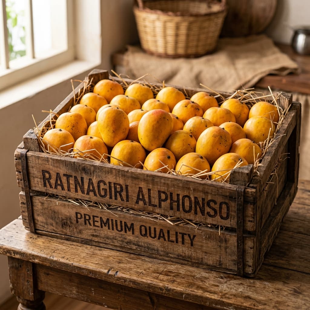Ratnagiri Alphonso Mango, 4 Dozen Wooden Peti · Aam Native · Standard Alphonso